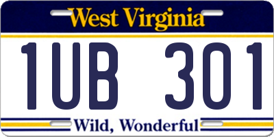 WV license plate 1UB301