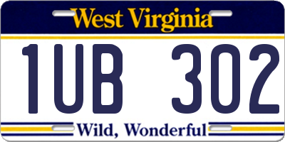 WV license plate 1UB302