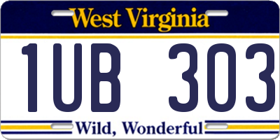 WV license plate 1UB303