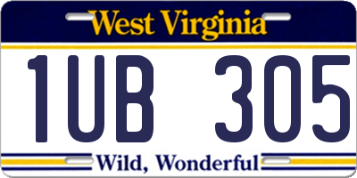 WV license plate 1UB305
