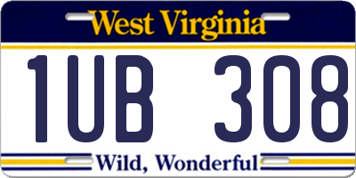 WV license plate 1UB308