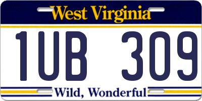 WV license plate 1UB309