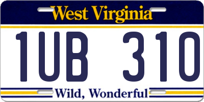 WV license plate 1UB310