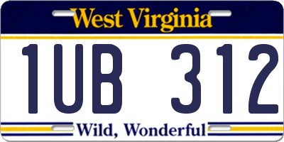 WV license plate 1UB312