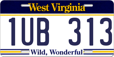 WV license plate 1UB313