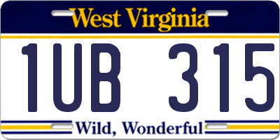 WV license plate 1UB315