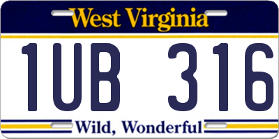 WV license plate 1UB316