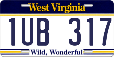 WV license plate 1UB317