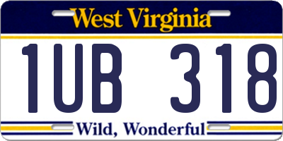 WV license plate 1UB318