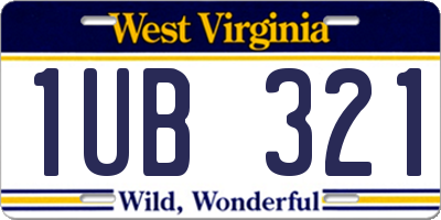 WV license plate 1UB321