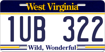 WV license plate 1UB322