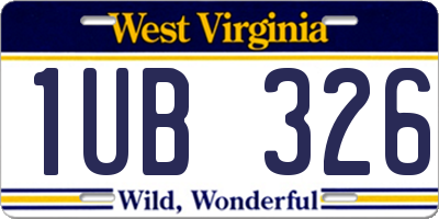WV license plate 1UB326