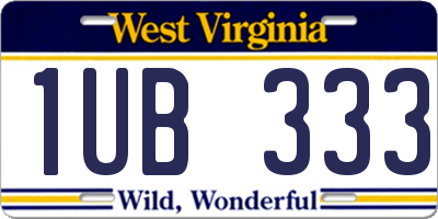 WV license plate 1UB333