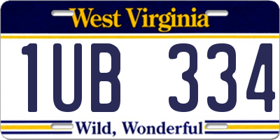 WV license plate 1UB334