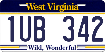 WV license plate 1UB342