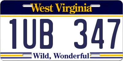 WV license plate 1UB347