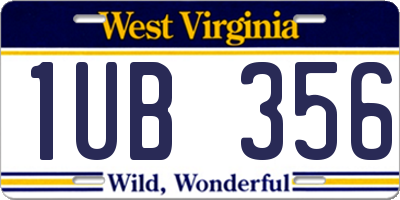 WV license plate 1UB356