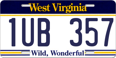 WV license plate 1UB357