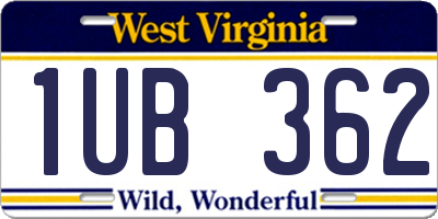 WV license plate 1UB362