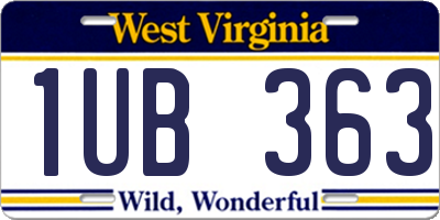 WV license plate 1UB363