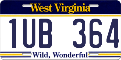 WV license plate 1UB364