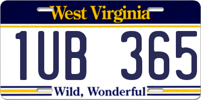WV license plate 1UB365