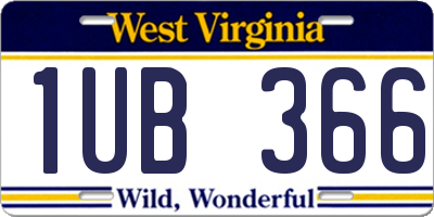 WV license plate 1UB366