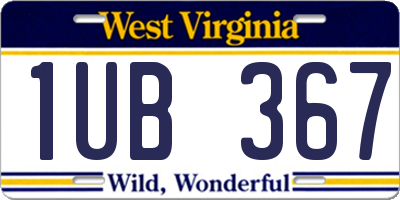 WV license plate 1UB367