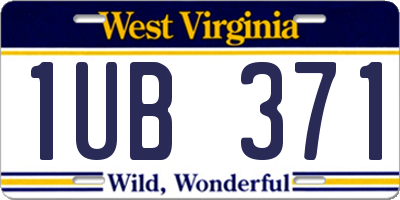 WV license plate 1UB371