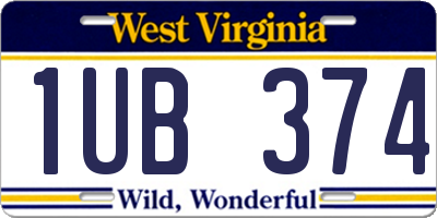 WV license plate 1UB374