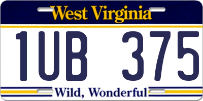 WV license plate 1UB375