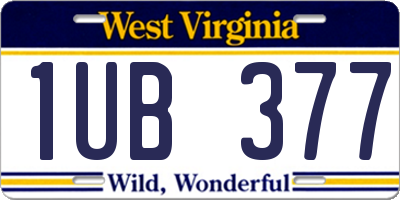 WV license plate 1UB377