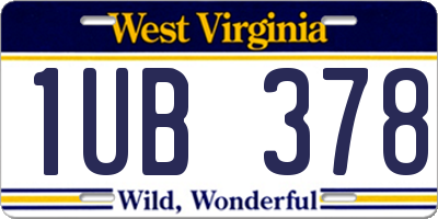 WV license plate 1UB378