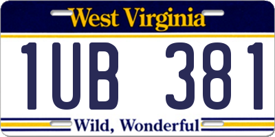 WV license plate 1UB381
