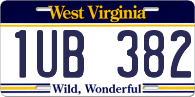 WV license plate 1UB382