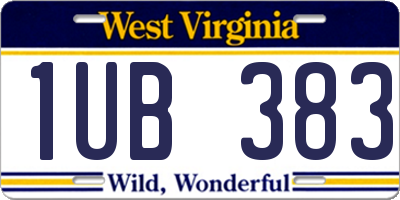 WV license plate 1UB383