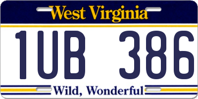 WV license plate 1UB386