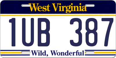WV license plate 1UB387