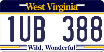 WV license plate 1UB388