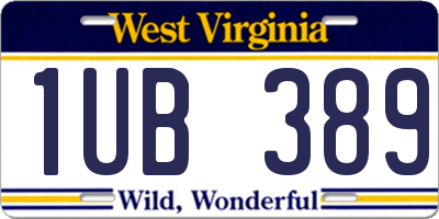 WV license plate 1UB389