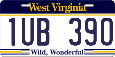 WV license plate 1UB390