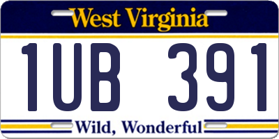 WV license plate 1UB391