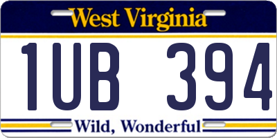 WV license plate 1UB394