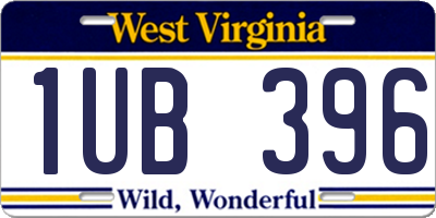 WV license plate 1UB396