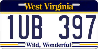 WV license plate 1UB397
