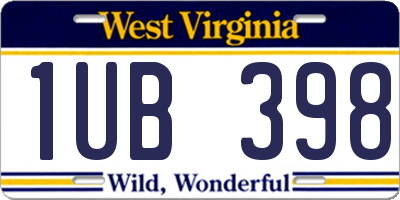 WV license plate 1UB398