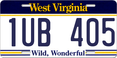 WV license plate 1UB405