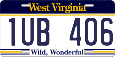 WV license plate 1UB406