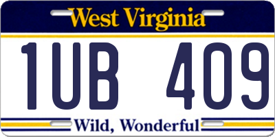 WV license plate 1UB409