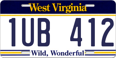 WV license plate 1UB412